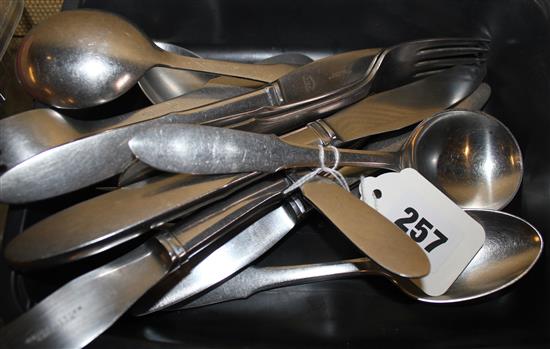 Small quantity of Georg Jensen Mitra pattern stainless steel flatware (2 place settings)